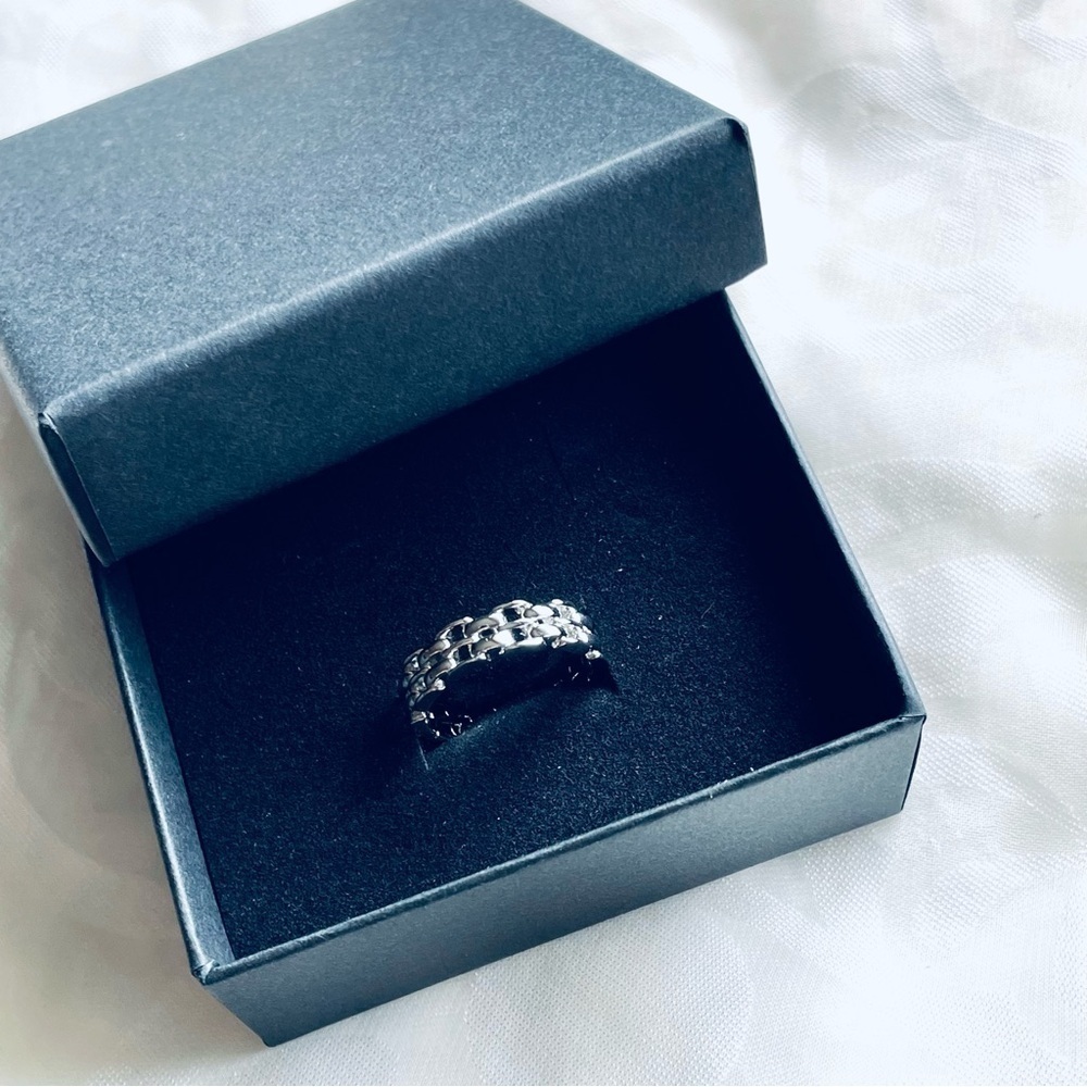 🆕 NWOT ✨ 925 Sterling Silver Vintage Chain Link Ring 💍 Size 7 - Picture 10 of 11